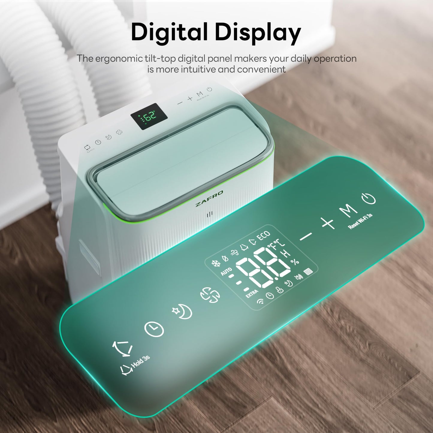 ZAFRO Smart Inverter Portable Air Conditioners, 14000 BTU (10000 BTU SACC) Dual Hose Portable AC Unit with Energy Saving/Ultra Quiet(42dB 2026)/Drainage-free Cool/APP/Remote for Multi-Scenario Use