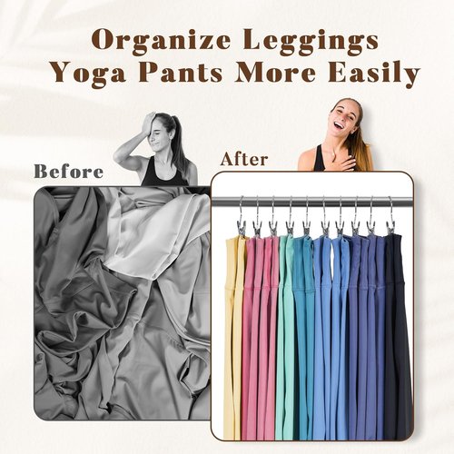 HOUSE DAY Metal Legging Organizer - Space-Saving Yoga Pants Hangers with Rubber Coated Clips | Pack of 60