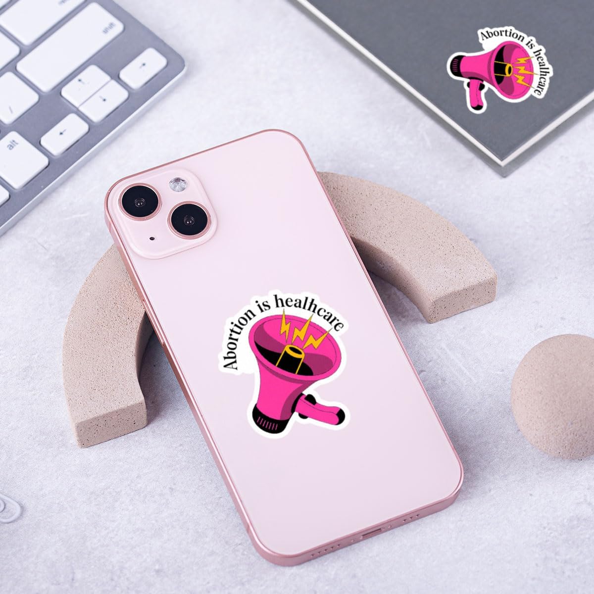 3 Pcs Abortion is Healthcare Vinyl Sticker, Pro Choice Megaphone Feminist Quote Die Cut Waterproof Sticker for Laptop