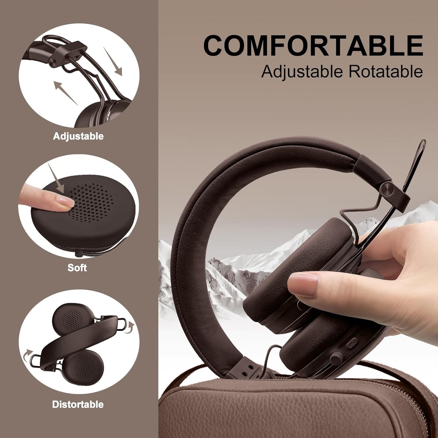 55H Active Noise Cancellation Wireless Bluetooth On-Ear Headphones:with - Hi Res Sound Up to Battery Life, Lightweight