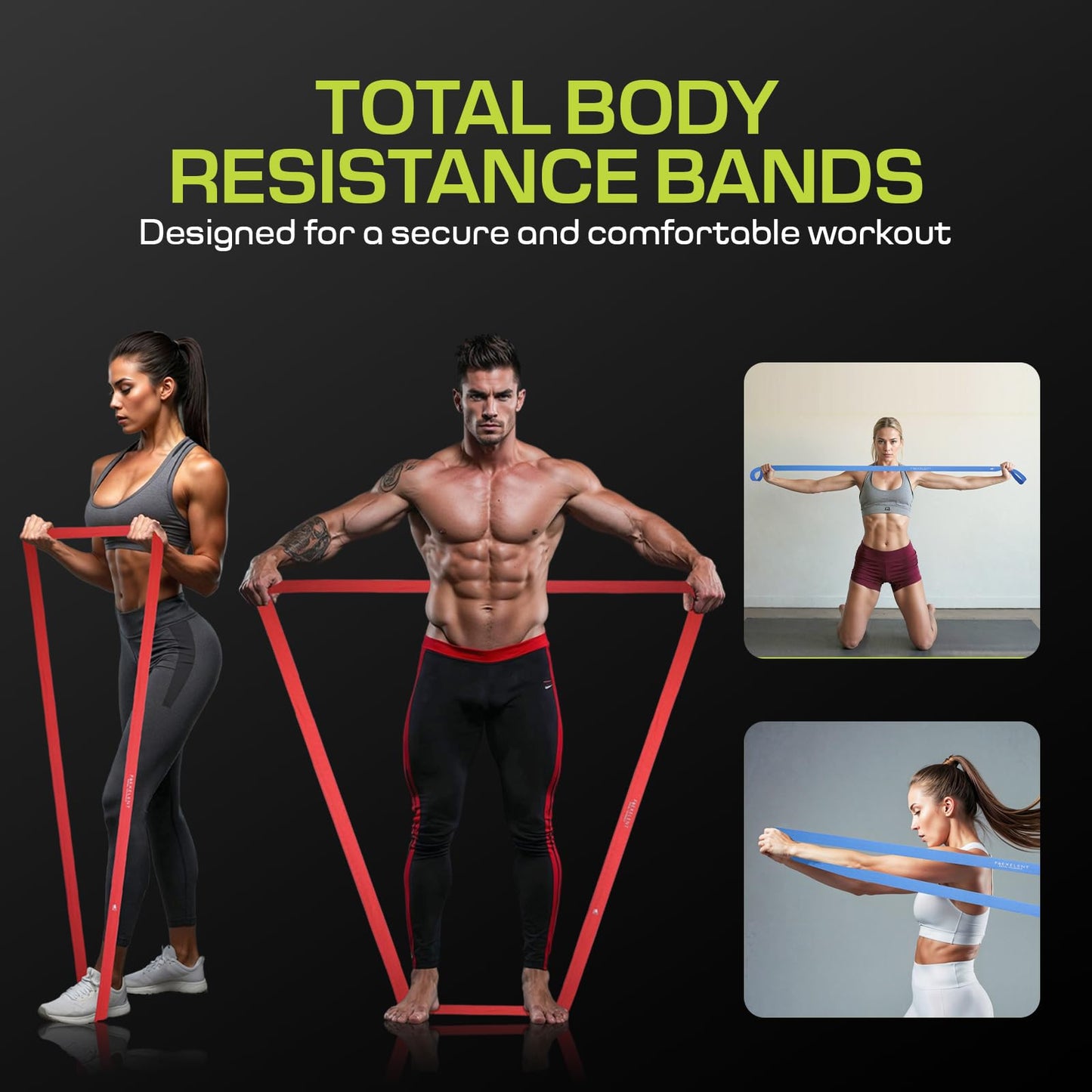 Long Fabric Resistance Bands – 5 Strength Levels from Extra Light to Extra Heavy, Thick Fabric Resistance Bands for Exercise, Legs, Glutes, Hips, Stretching with Storage Bag – Multicolor