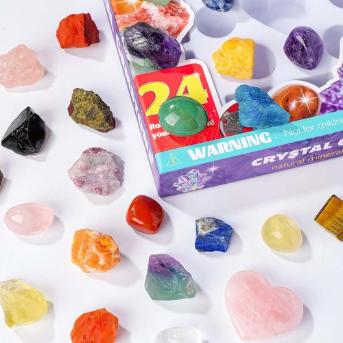 Crystal Advent Calendar 2025 by [Brand Name] - 24 Random Gemstones, Minerals & Fossils for Teens