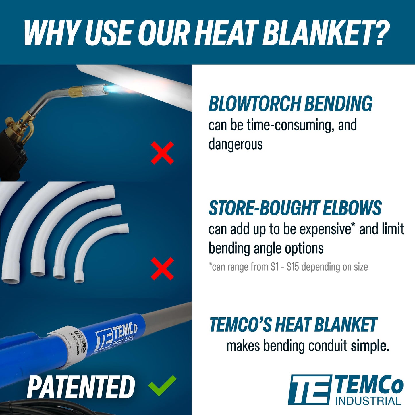 TEMCo TH4001 PVC Conduit Heat Blanket Bender 1/2" - 1 1/2"