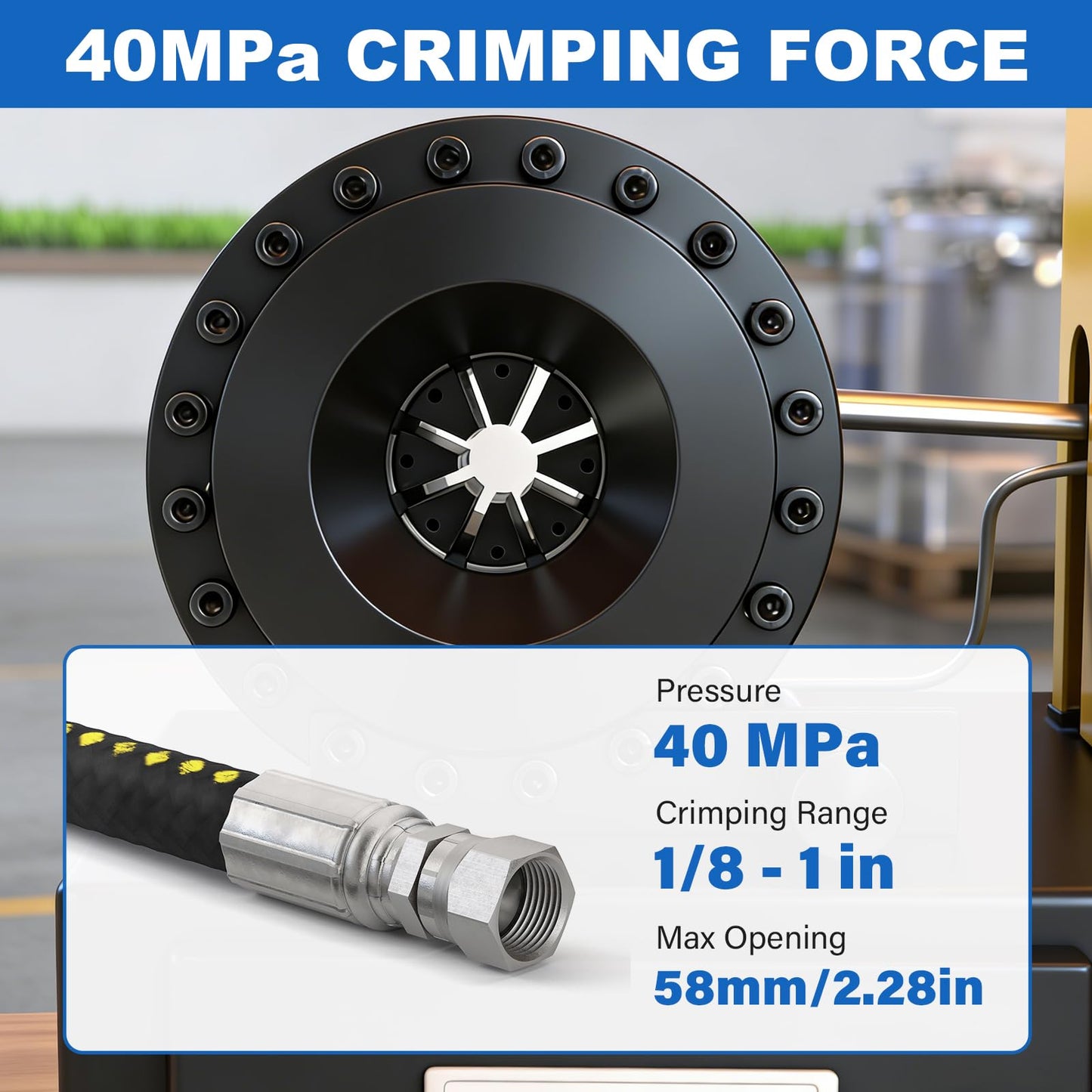 LABFENG Electric 110V Portable Hose Crimper with 8 Dies - Hydraulic Crimping Machine for 1/4" to 1" Hose Diameter, Compatible with Hydraulics, Automotive AC Lines, Agricultural & Excavator Equipment