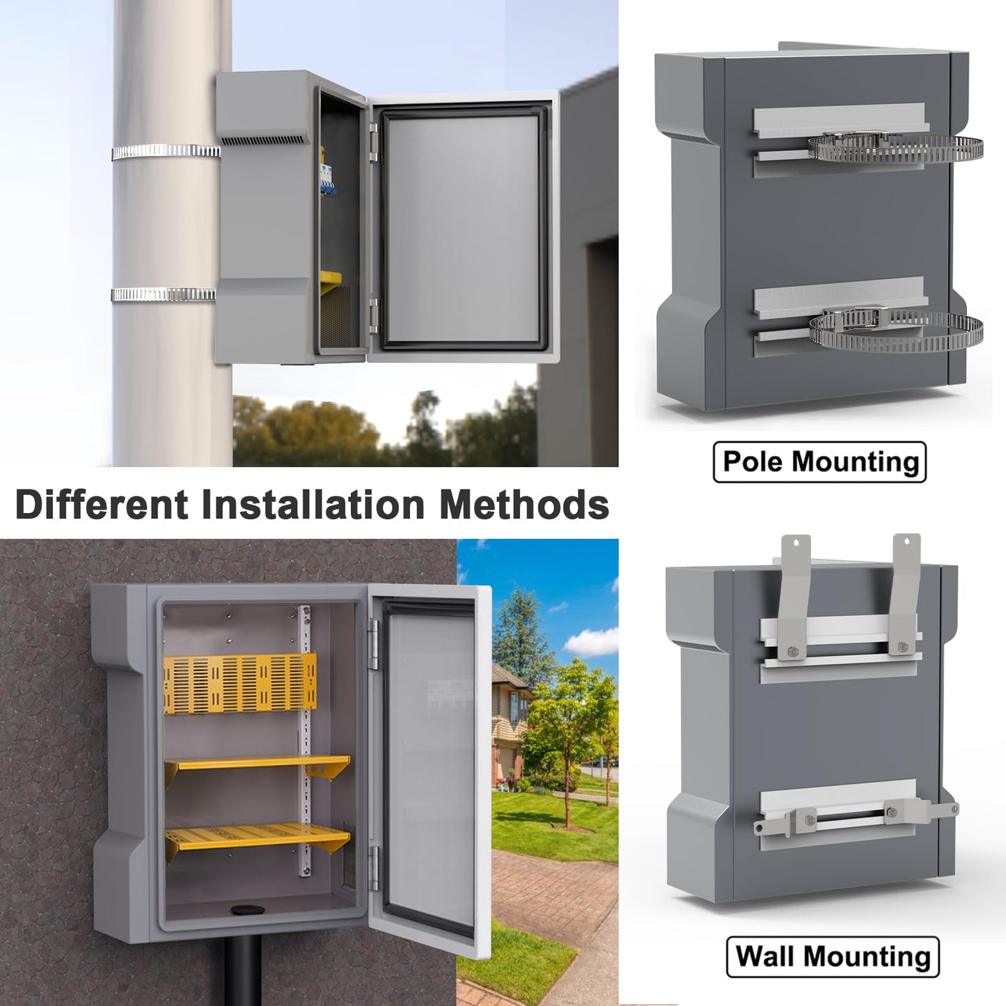 JUEDIFX Outdoor Waterproof Electrical Junction Box Large Weatherproof IP65 Metal Enclosure with Vented Holes Switch Router Project Box with Knob-Lock Mounting Panel (16.1"x13.8"x7.1")