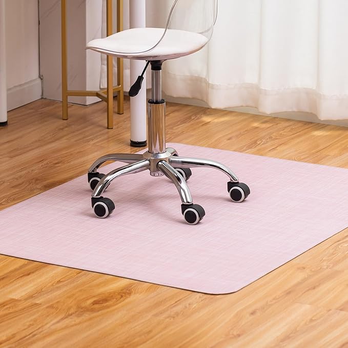 BARoyal Office Chair Mat for Hardwood Floor Under Desk Computer Rolling Chair Mat for Wood/Tile Floor Non-Slip Heavy Duty Desk Rug PVC Plastic Hard Floor Protector 48" x 60"(Blush)