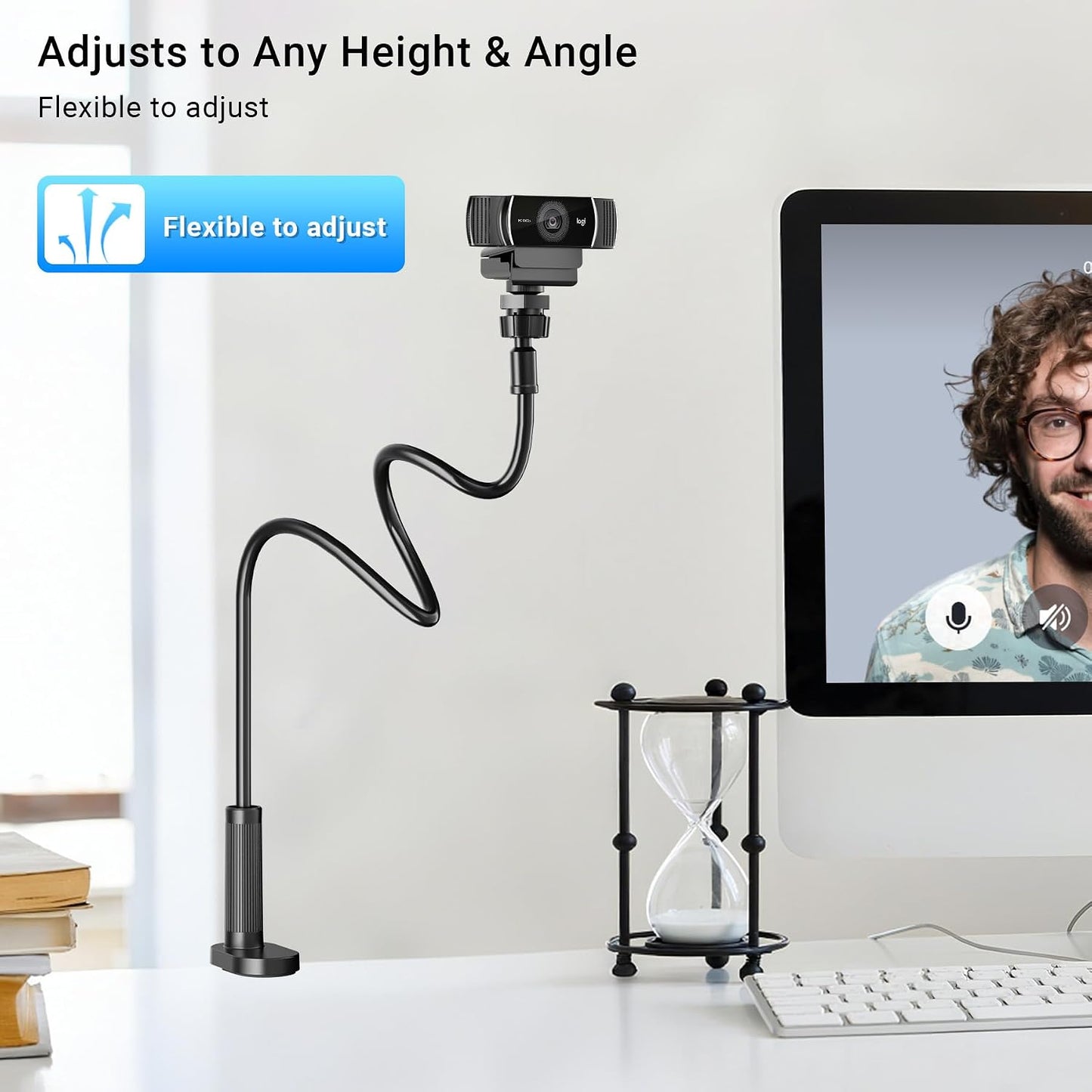 LenTok C922 C930e C920S C920 C615 C960 C920x Flexible Webcam Stand Mount for Desk, Gooseneck Webcam Tripod with Clamp