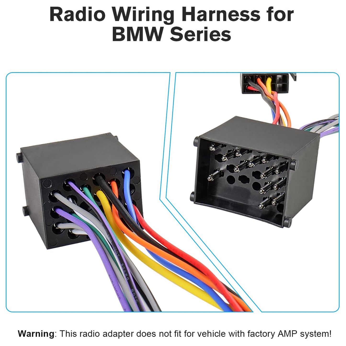E30 E32 E36 E39 E38 E46 Z3,Aftermarket 17PIN ISO Radio Wiring Harness Adapter Compatible with BMW Stereo Wire Harness