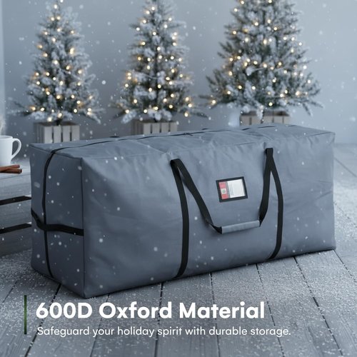 Holiday Spirit Christmas Tree Storage Bag - Heavy-Duty Waterproof Design with Reinforced Handles | Fits 7.5ft Tree, Protects from Dust & Moisture - Charcoal