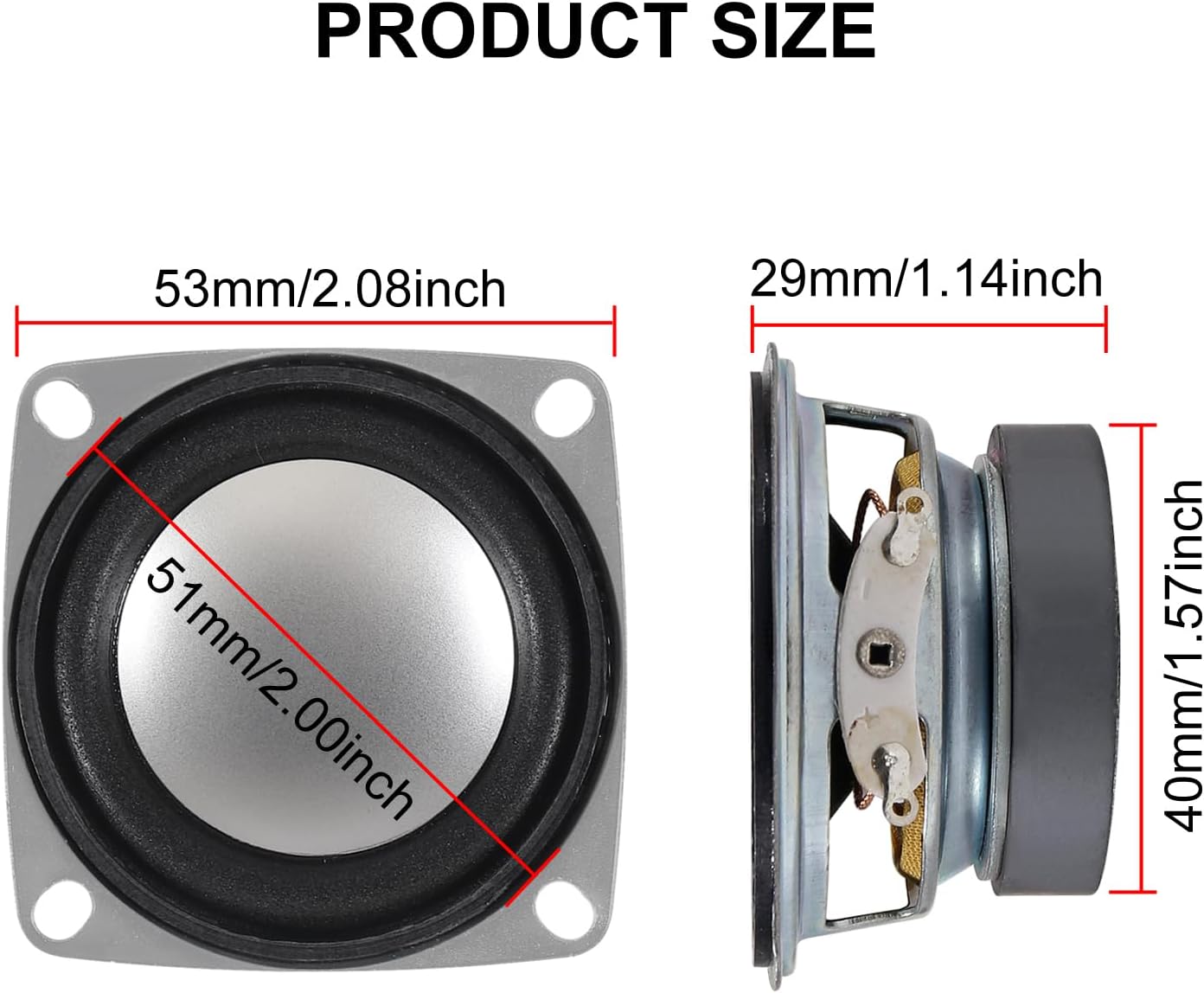 DWEII 6Pcs 2" 4Ohm 3W Full Range Audio Speaker Stereo Woofer Loudspeaker
