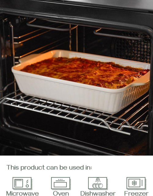 DOWAN Casserole Dish - 9x13 Ceramic Baking Pan | Large 4.2 Quart Oven Safe Lasagna Dish with Handles