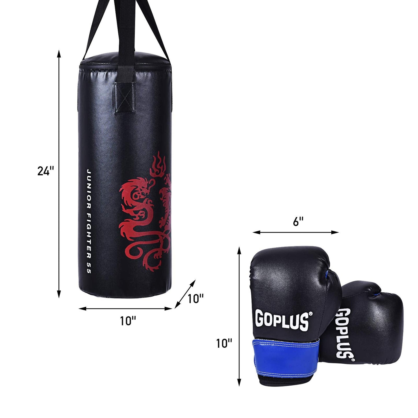 Goplus Punching Bag Set with Gloves, 22LBS/ 40LBS Filled Kick Boxing Bag, Rucksack, Jump Rope, Firm Hook, Heavy Bag for Adults MMA Training, Muay Thai, Krav MAGA, Taekwondo, Karate