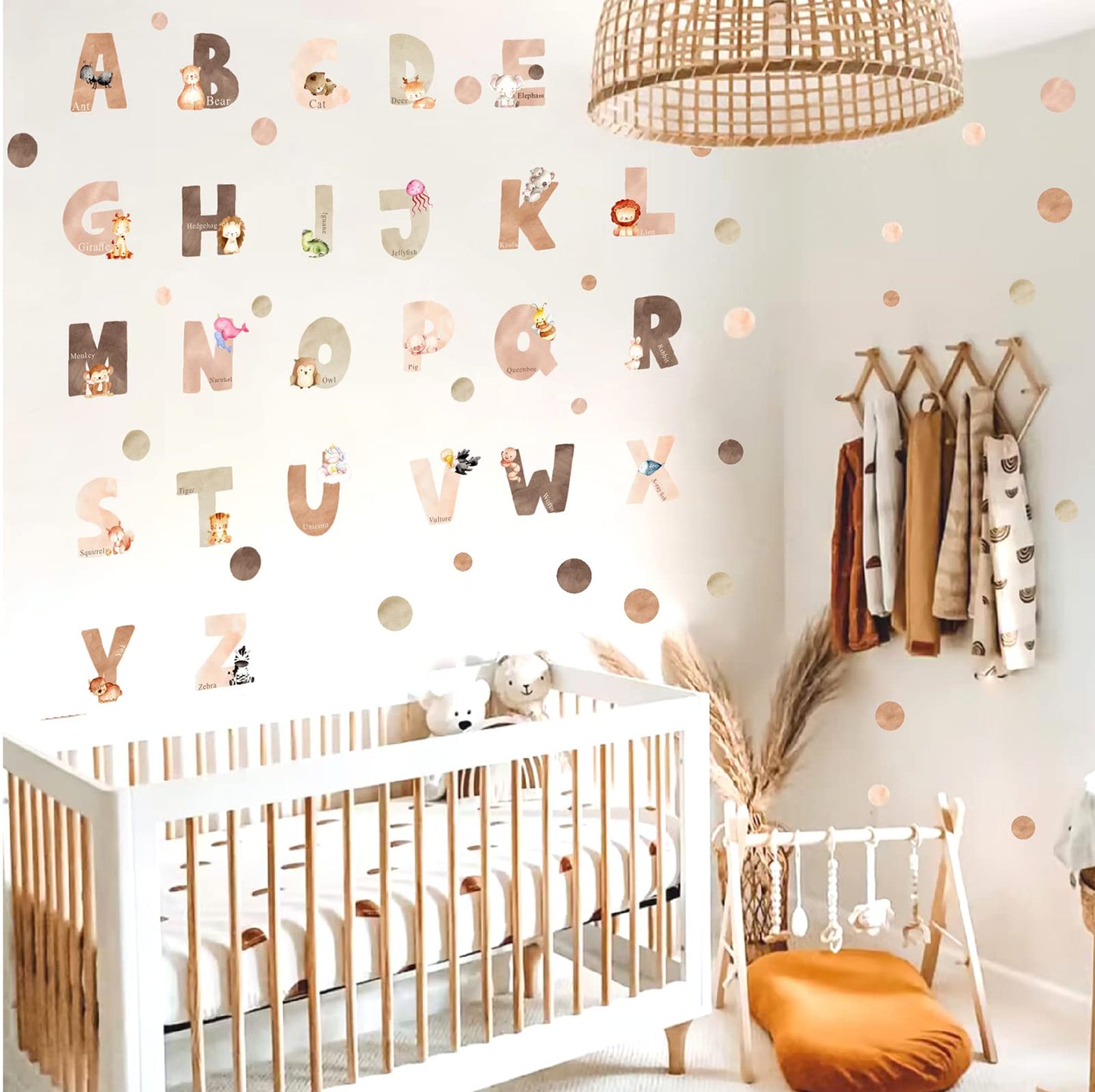 Animal Alphabet Wall Decals Alphabet Letters for Wall Peel and Stick Wall Decal for Kids Boys Girls Bedroom Educational ABC Wall Decor Learning Wall Decal Vinyl Sticker for Nursery Playroom Classroom