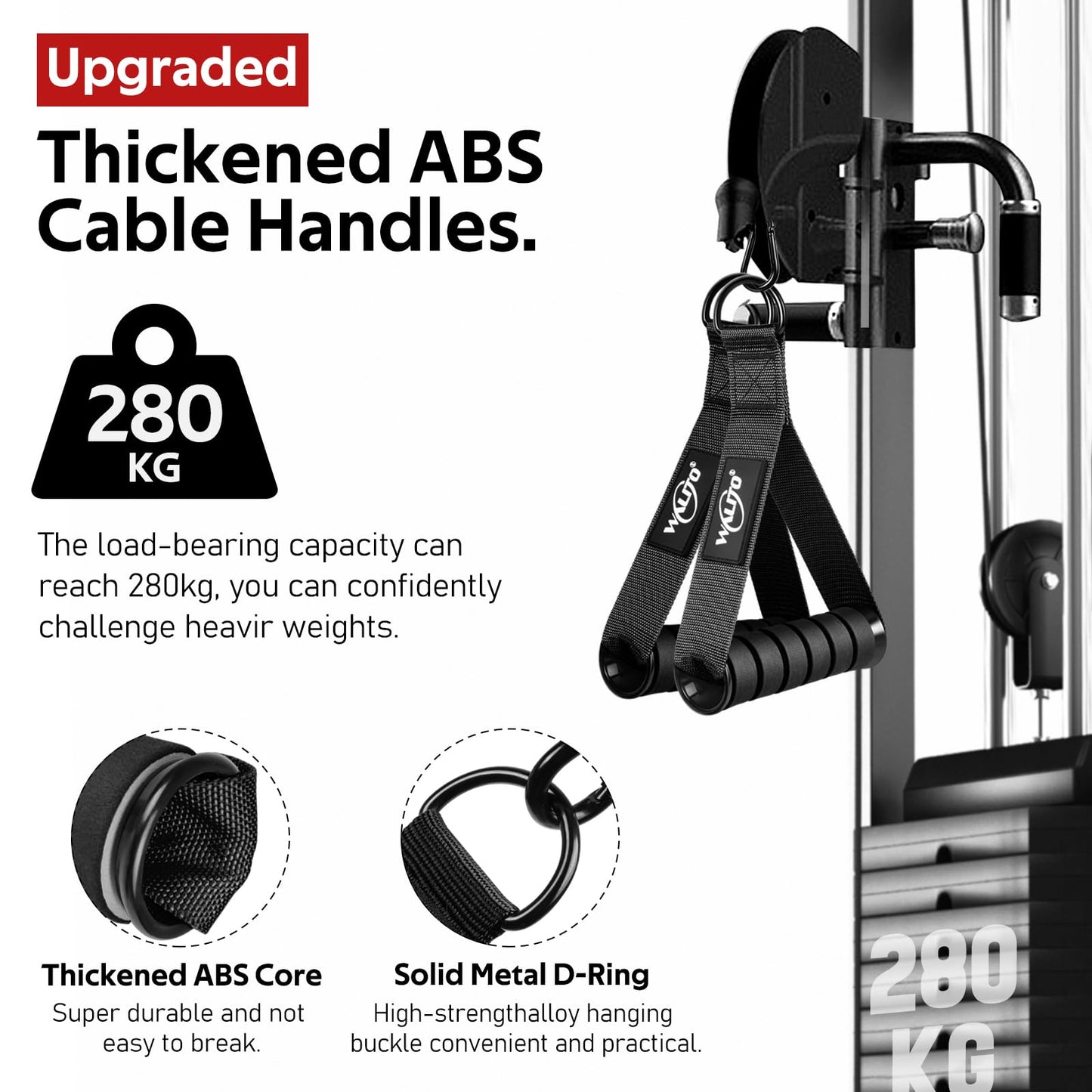 WALITO Exercise Handles, Replacement Cable Machine Attachments for Home Gym Equipment, Pulley System, Pilates, Resistance Bands, Strength Trainer, Heavy Duty Working Out Handles (Black)
