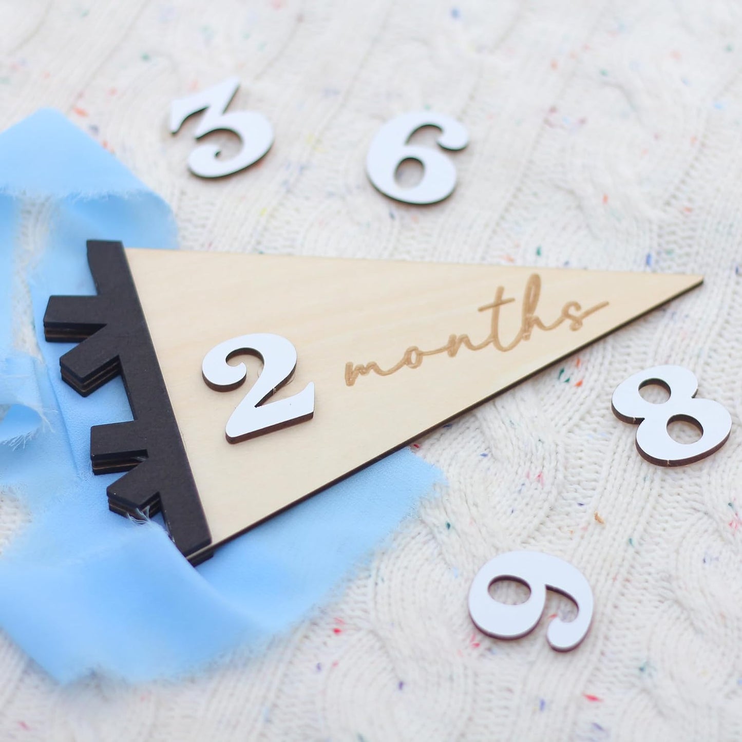 3D Daisy Baby Monthly Milestone, Wooden Baby Milestone Signs, Monthly Milestone Wood Discs, Baby Milestone Discs (Flag)