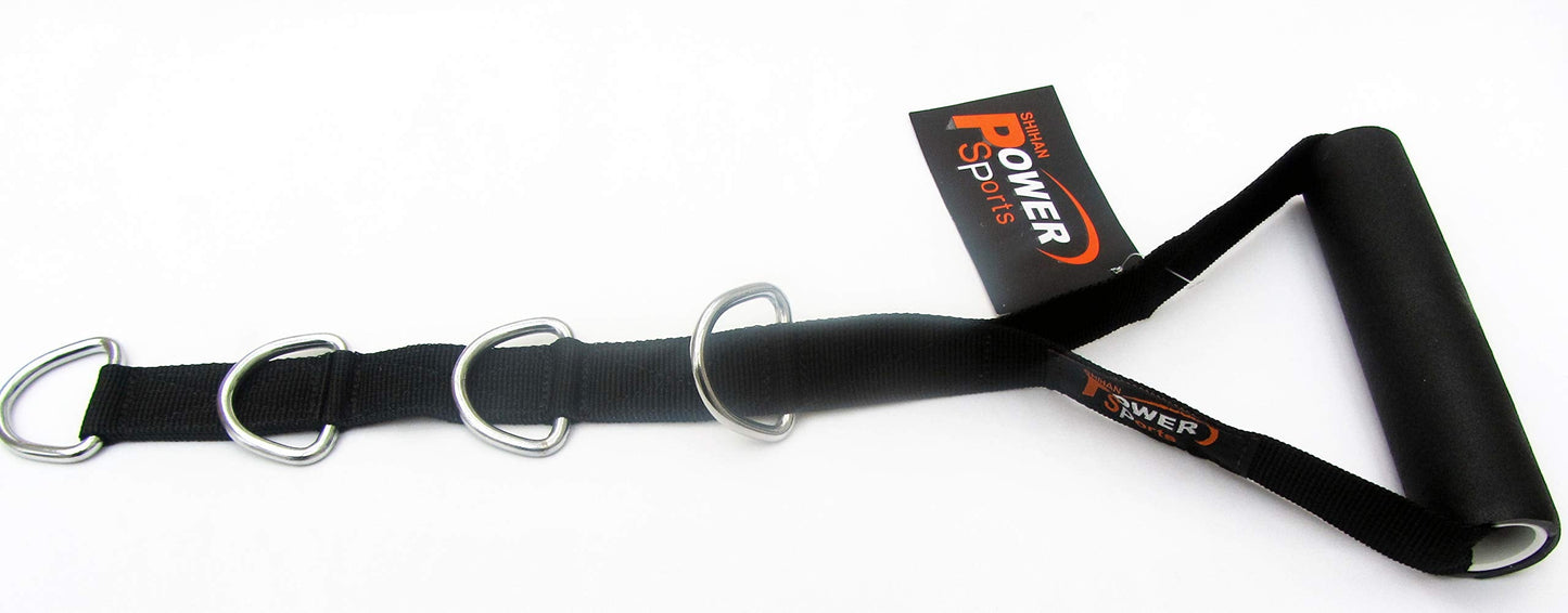 Stirrup Handle with 4 D-Rings Adjustable Cable Machine Attachment Power Sports (Sold Single)