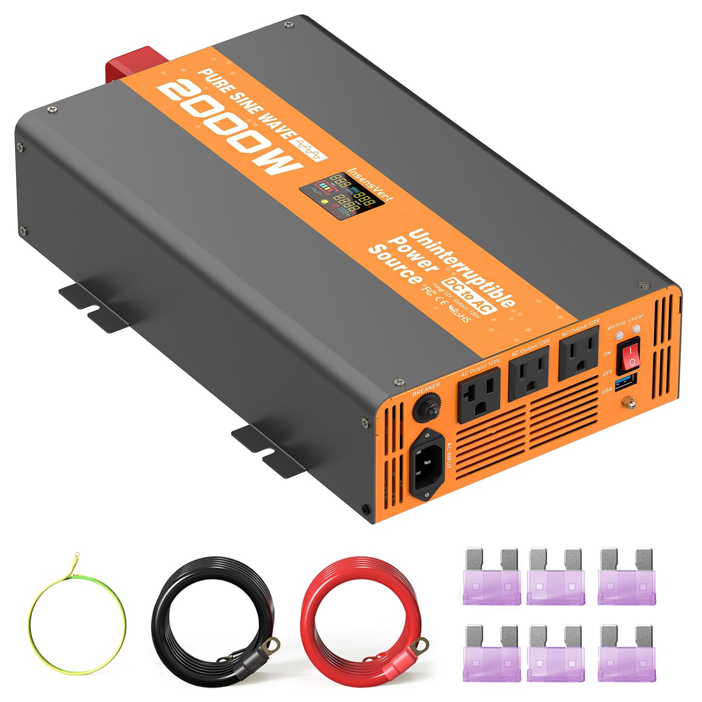 2000W Sump Pump Battery Backup, Uninterruptible Power Source with Pure Sine Wave Inverter & LCD, 10ms Auto Switch & Fast Charging for Power Outage Protection