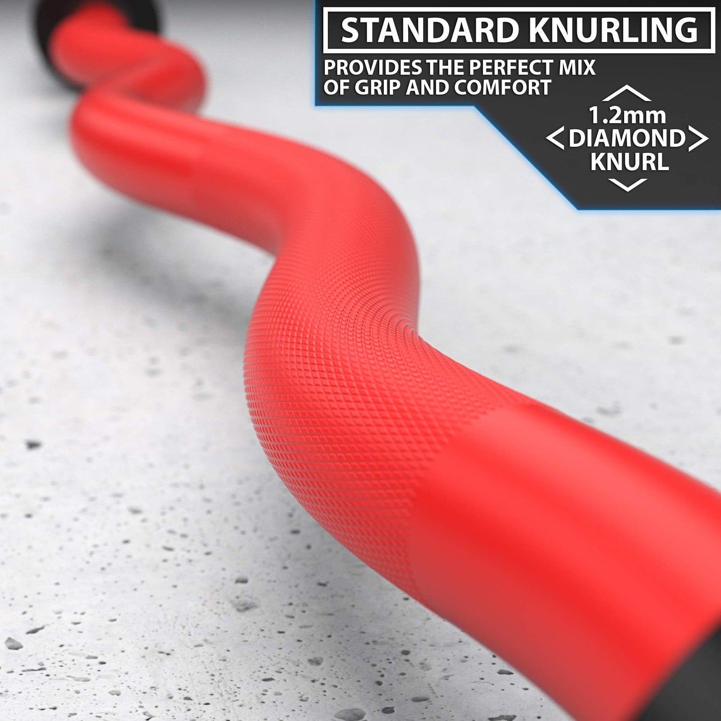 Synergee Commercial EZ Curl Olympic Bar Red Cerakote with Powder Coated Black Bushings Excellent for Bicep Curls and Triceps Extensions