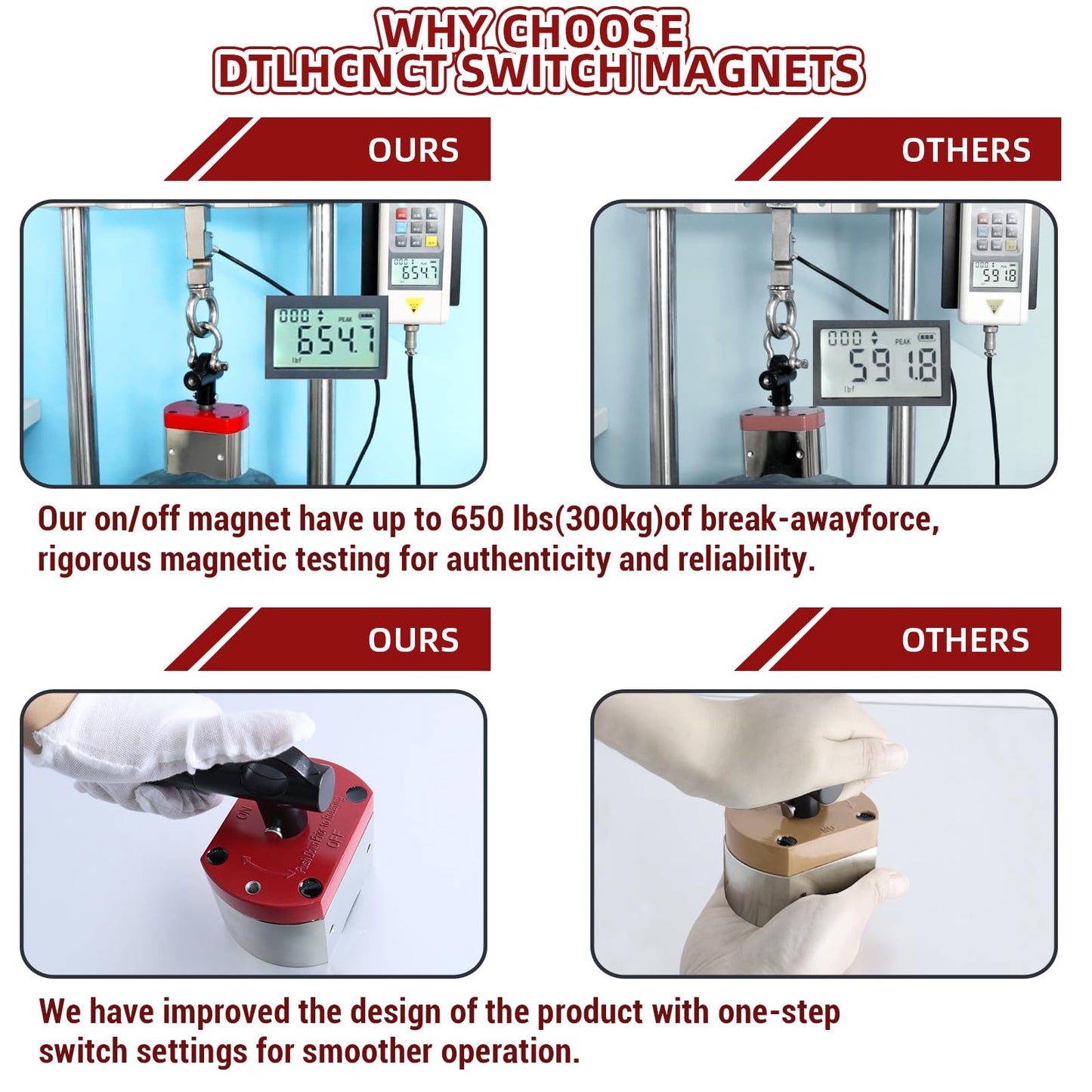 DTLHCNCT 600 LB ON/Off Magnets, Magnetic Welding Holder, Multipurpose Switch Magnet for Lifting and Handling,Metal Screening,Weld Positioning,Metal Salvage (2 Pack)