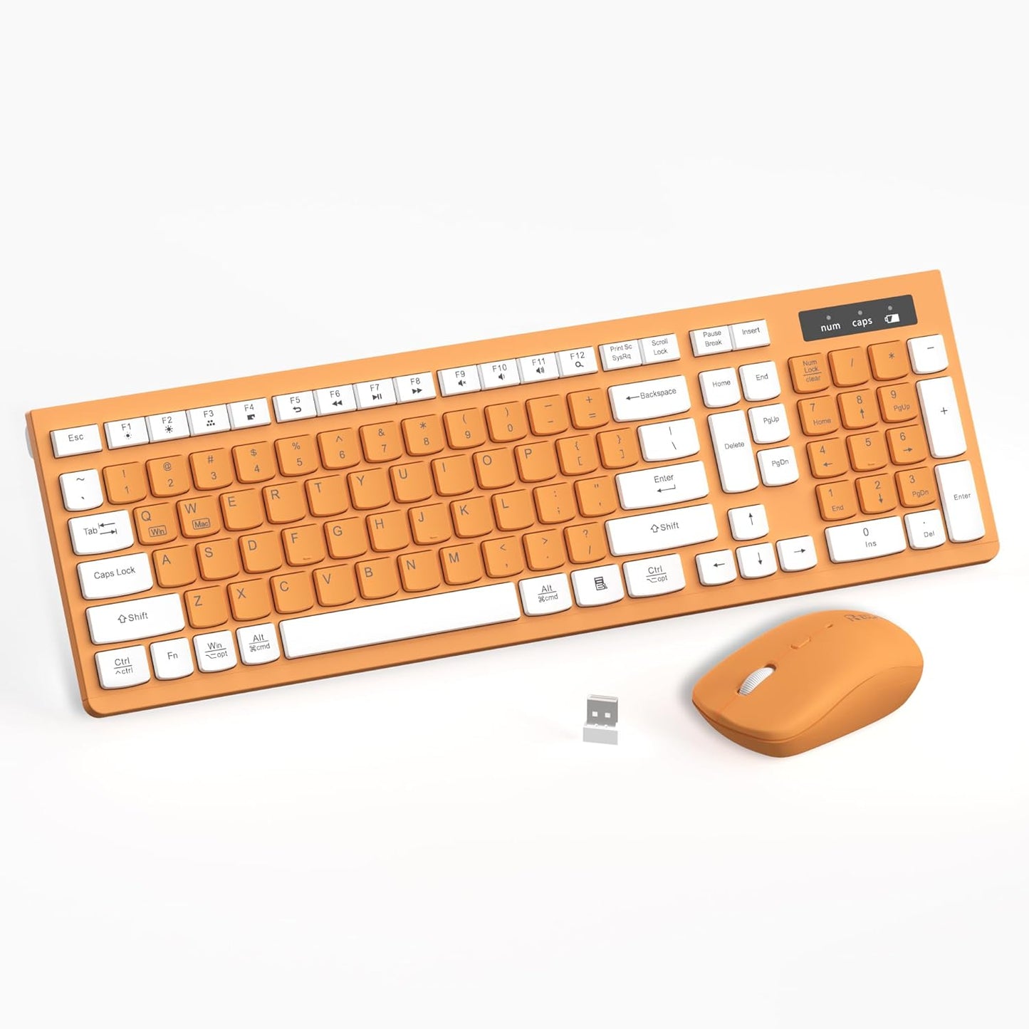 RECCAZR 2.4G 3 Wireless Keyboard and Mouse Combo, Full-Sized Keyboard and Mouse Cordless, DPI Adjustable Mouse