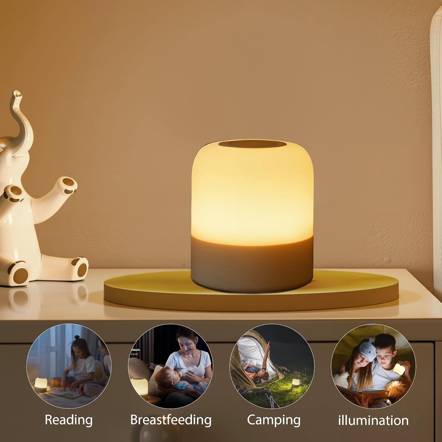 Skiennix Portable Baby Night Light - Rechargeable LED Egg Lamp with 3 Colors for Nursery | Dimmable Touch Control