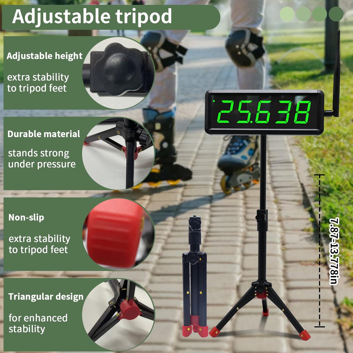 GAN XIN 40/60 Yard Sprint Timer for Track Wireless Race Clock, Stopwatch for Speed Training, Adjustable Tripod Precision Laser Racing Time（Smaller Tripod）
