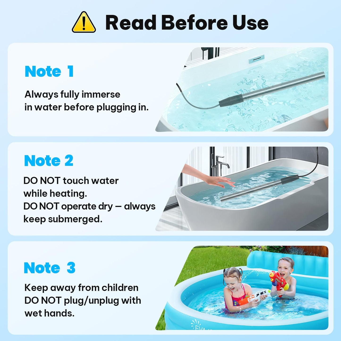 1800w Immersion Heater,Portable Bathtub Heater with GFCI& Thermostat, Digital Temp Control, Fast Heating Stainless Steel Submersible Water Heater for Small Pools,Spa,Bathtubs, Buckets,Tank,Outdoor