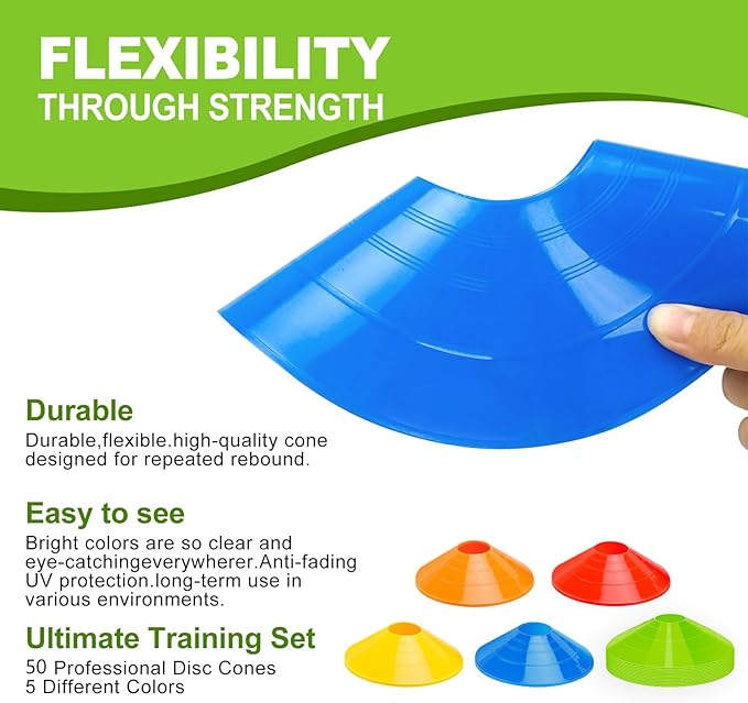 Ashsajkd(Set of 25/50/100 - Agility Soccer Cones with Carry Bag and for ï¼?Football Cones for TrainingFootball, Basketball, Coaching, Agility Cones for Indoor and Outdoor Games
