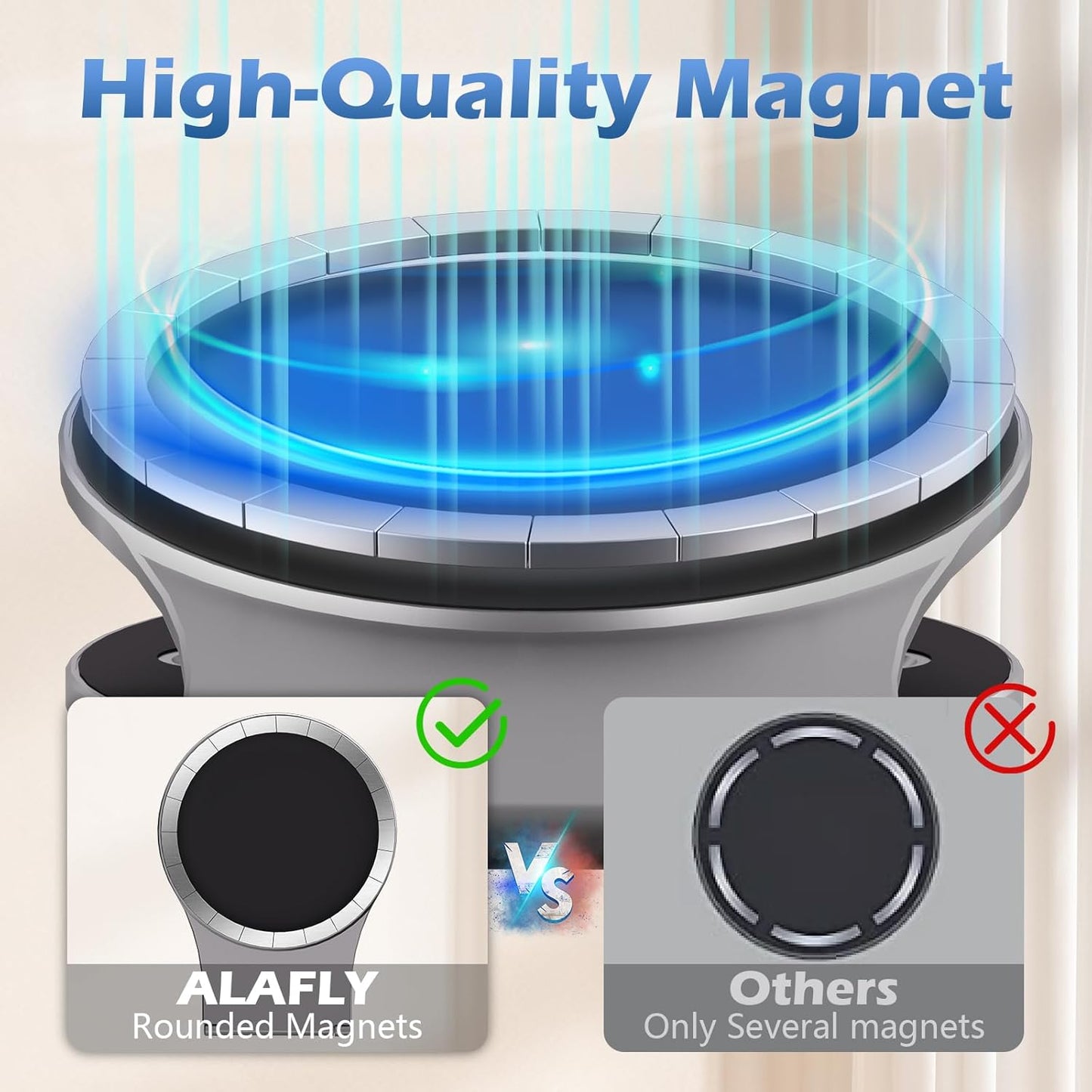 ALAFLY 1/4" Detachable Magnetic Phone Holder for Laptop & Car, Foldable Desk Phone Stand, Adjustable Magnetic Phone