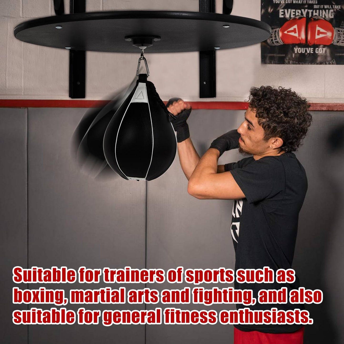 Heavy-Duty Adjustable Speed Bag Platform, 24-Inch Wall Mount Boxing Kit with 360° Swivel for Professional Home Gym Training