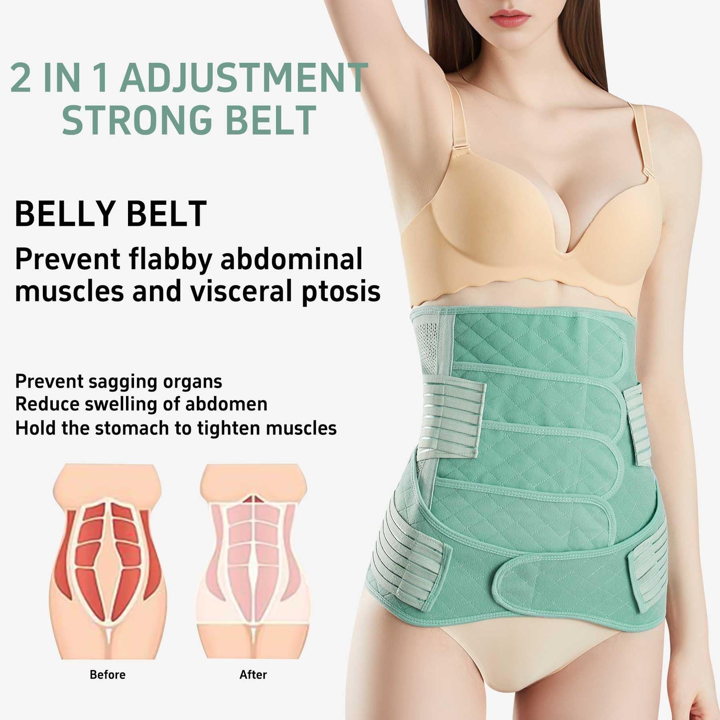 QFE Postpartum Belly Band for Pregnant Women C Section Recovery Must Haves Belly Belt Stomach Binder Abdominal Compression Post Partum Aurgery Momcozy Wraps Support After Birth Wrap Girdle Medium