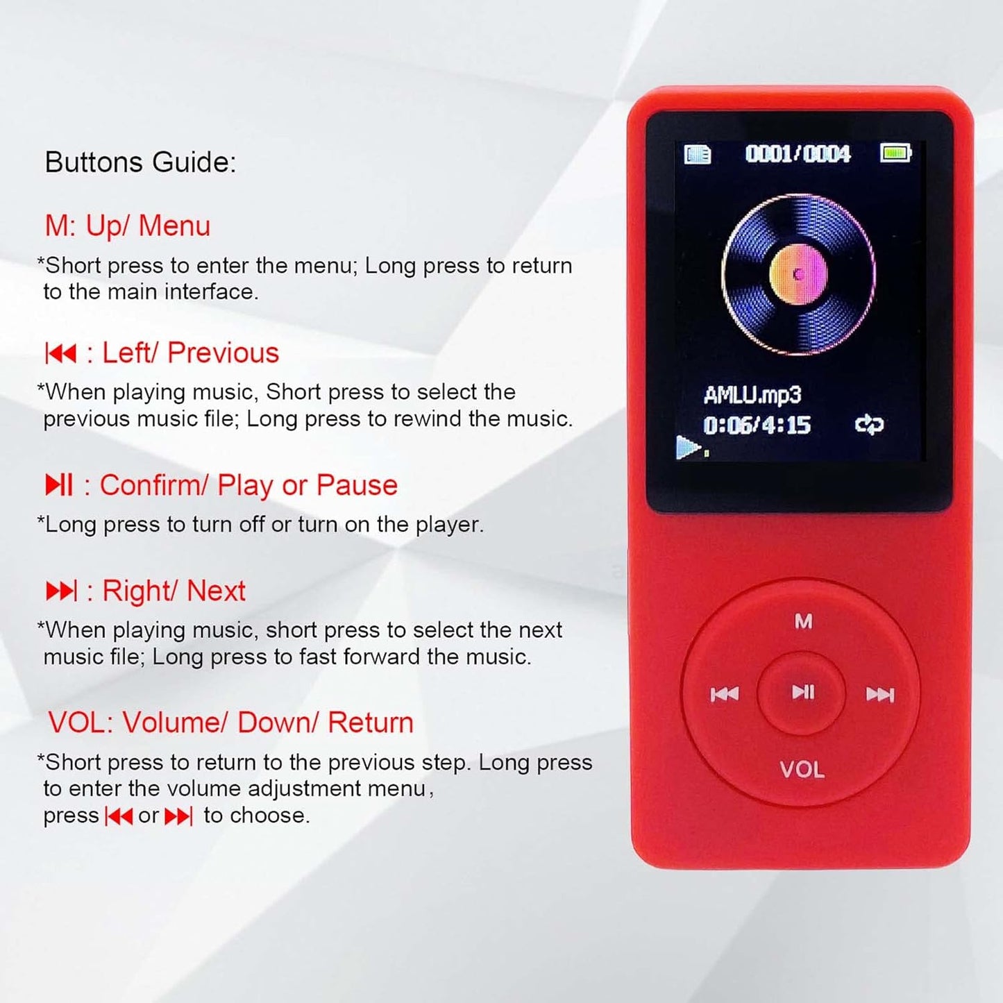 arungo MP3 32GB 128GB Player with Speaker Earphones Portable Music Player for Kids Support FM Radio Voice Recorder