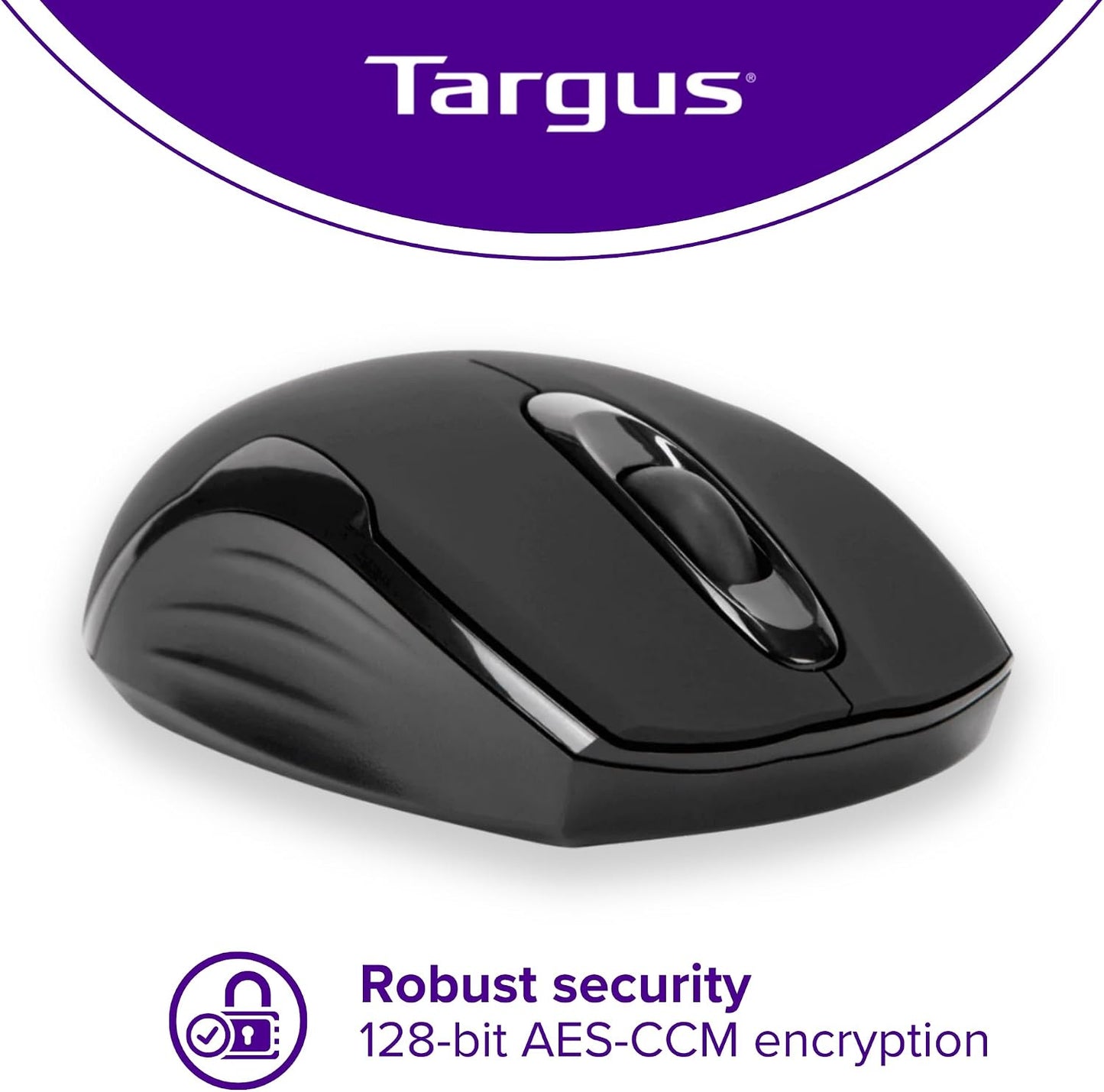 2.5-Foot (AMU75US) Targus Compact Mouse with Blue Trace Technology for Tracking and Retractable USB Cord, Black