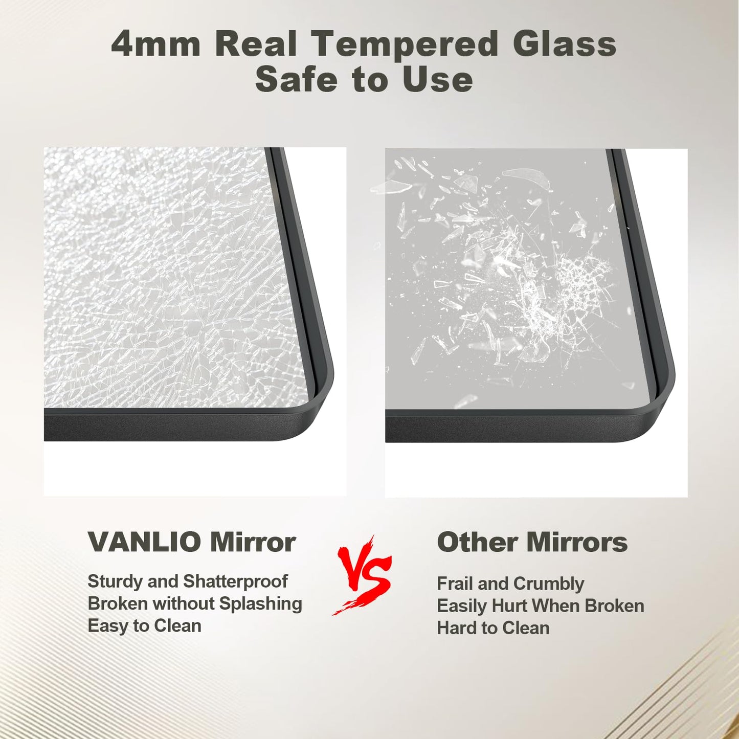 VANLIO 24x30 Inch Black Matte Framed Bathroom Mirror for Wall, Rounded Corner Rectangle Vanity Mirror, Tempered Glass, Anti-Rust, Shatterproof (Horizontal/Vertical)