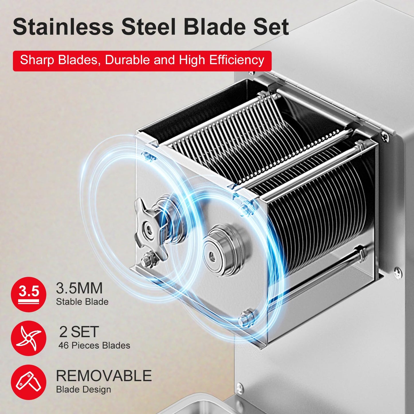 TERUISI Meat Cutter Machine, 1100W Commercial Meat Slicer with 600LBS/H Slicing Output, 3.5mm Electric Meat Slicer Cutting Machine with Removable Blade for Boneless Meat Soft Vegetables