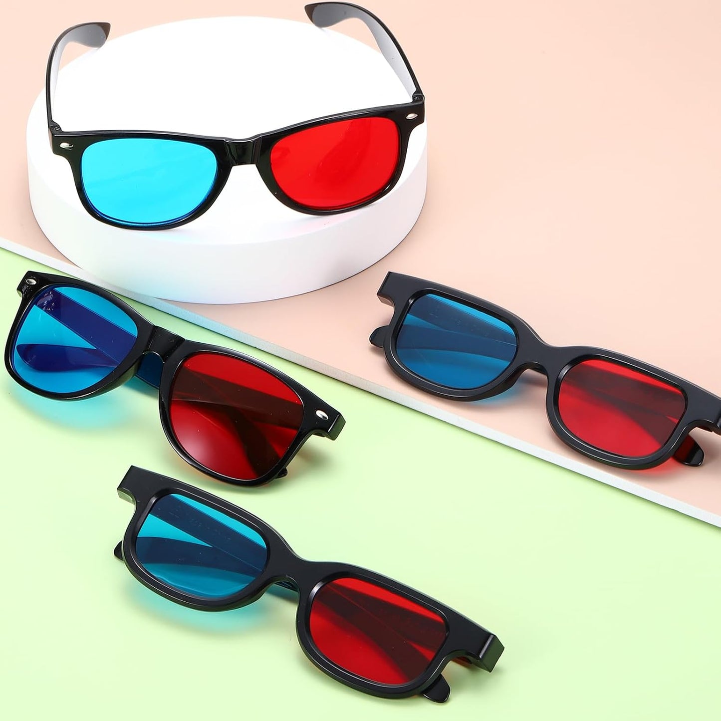 10pcs 3D 3D 5.7 Inch MECCANIXITY Red Blue Viewing Glasses, Plastic Movies Glass for TV Anaglyph Stereoscopic Projection