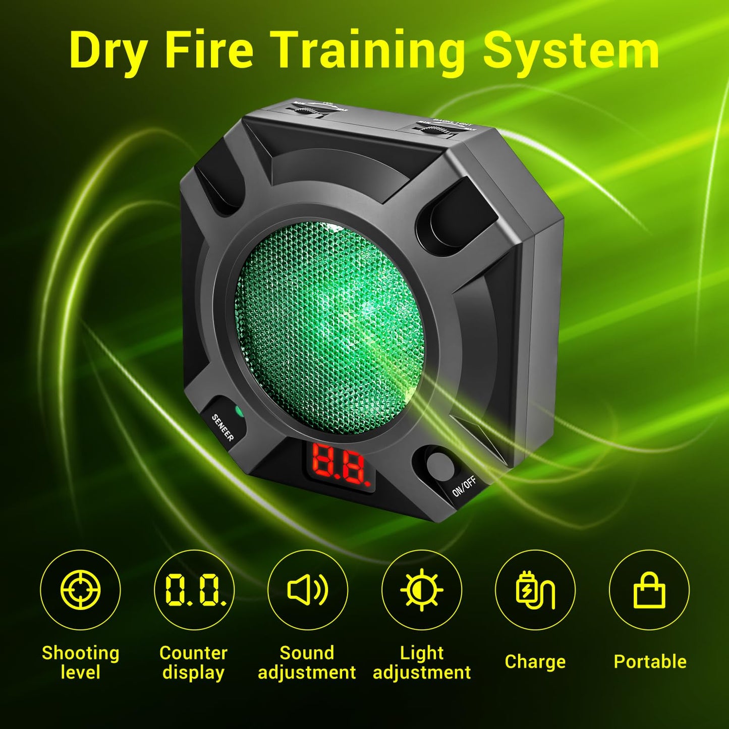 ARVAGGCY Dry Fire Training System,Laser Shooting Target,Compatible with 9mm/380ACP/40S&W/45ACP and More Types of Training Cartridges, LED Counting Feedback