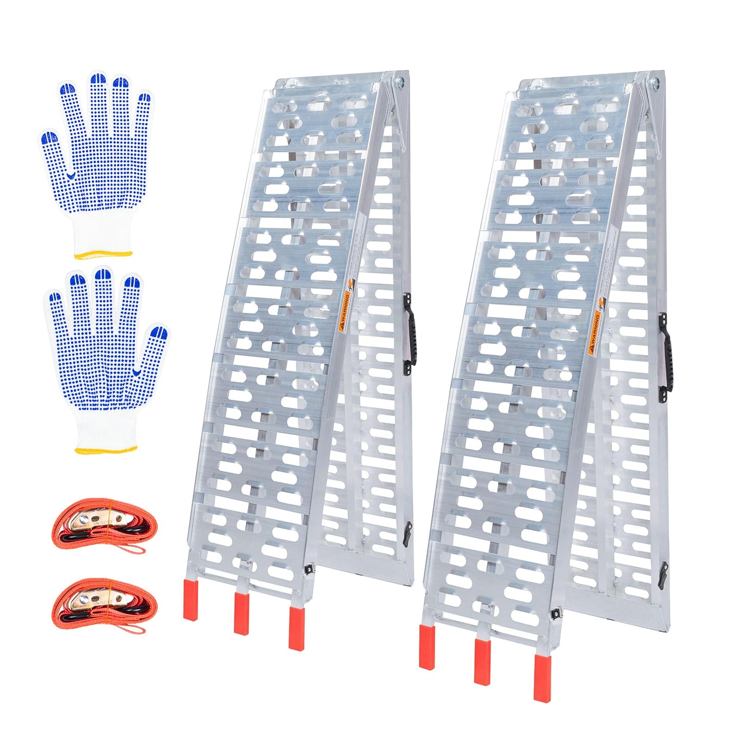 1840lb Capacity Truck Ramps, Aluminum Folding Loading Ramps for Car, Truck & Trailer Bed - with Load Straps for ATV/UTV, Golf Carts, Lawn Mowers, Go-Karts, Wheelbarrow, Motorcycles