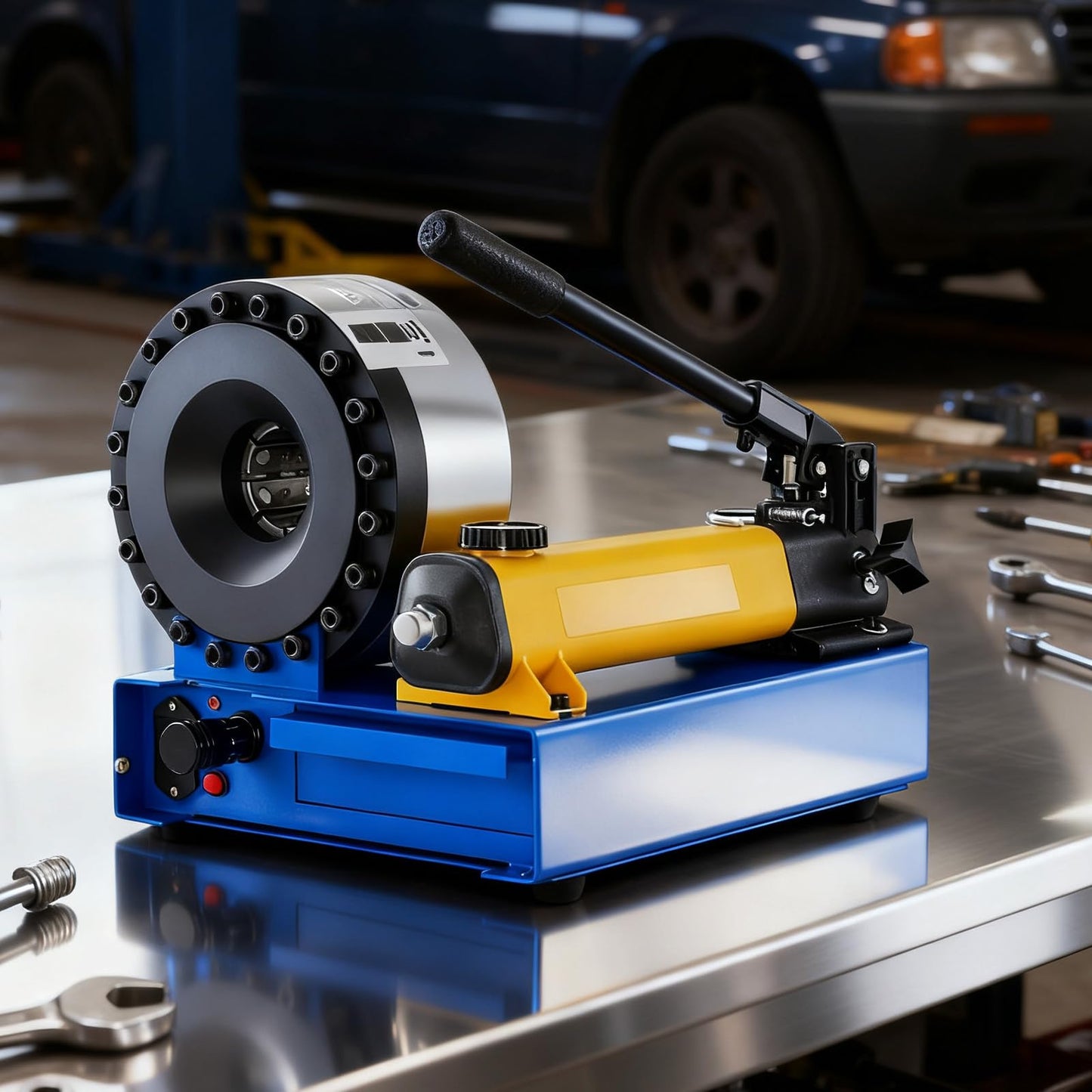 VEVOR High Pressure Hydraulic Hose Crimper, Manual Hose Crimping Tool with 8 Dies & 0.24"-1.1" Crimping Range, Suitable for Low & High-Pressure Oil Pipes, Gas/Water/Auto AC Hoses & Cable Joints