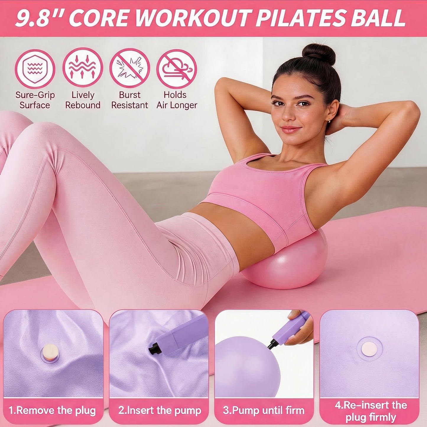 18PCS Ultimate Home Pilates Circle Kit,Professional Pilates Equipment Set with Magic Pilates Ring, Ball & Yoga Mat for Full Body Toning Women,Portable At Home Workout Equipment for Core Strength