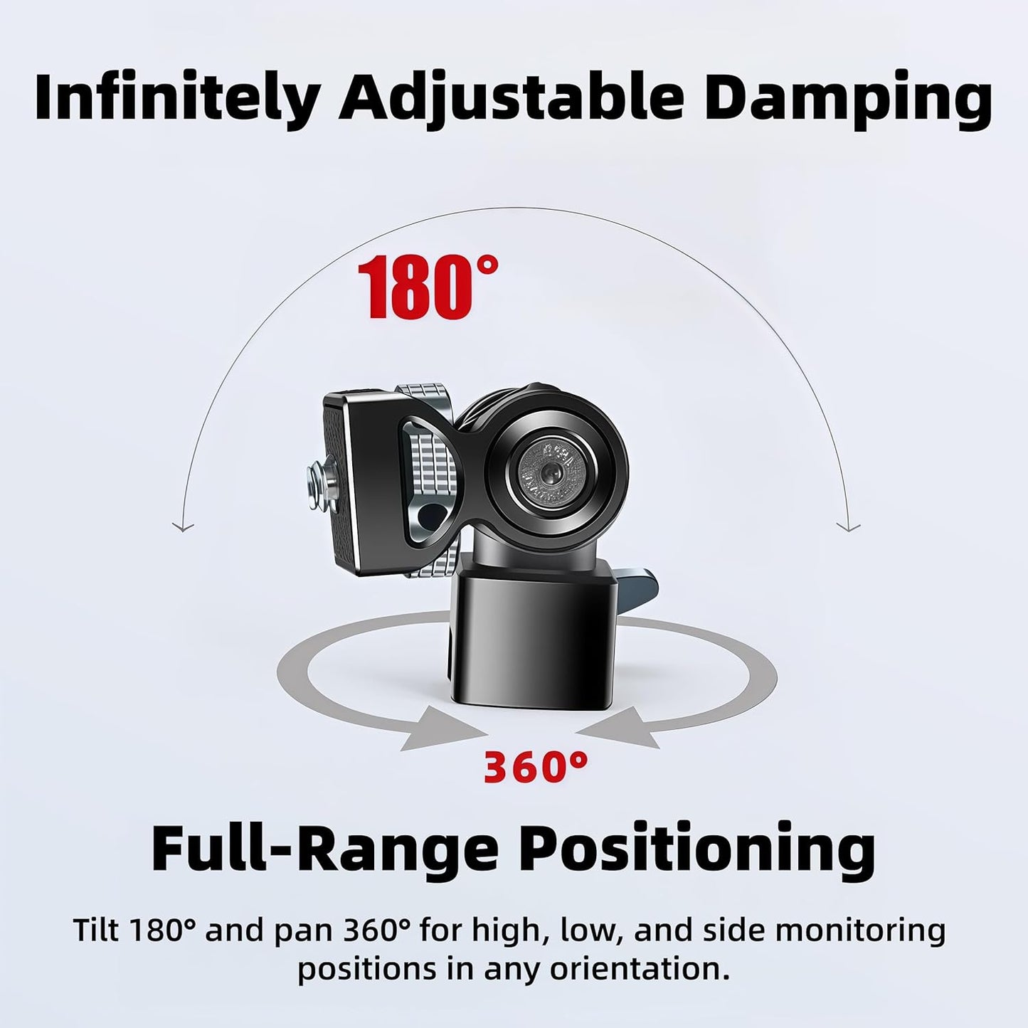ROZOER 180 360 59g Camera Monitor Mount for NATO Rail | Video Monitor Holder Adjustable Damping | Tilt & Pan Rotation
