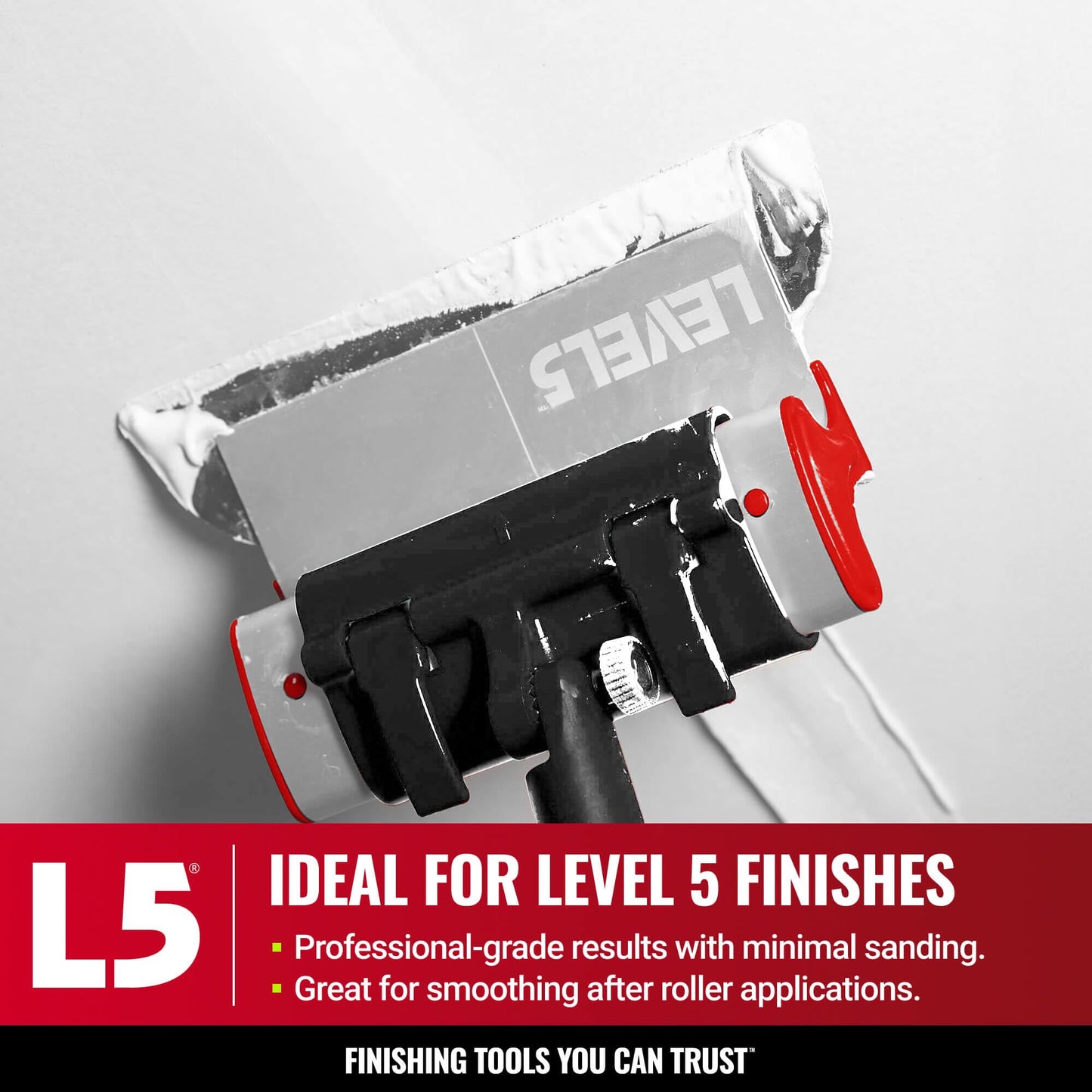 LEVEL5 Drywall Skimming Blade Set | 10, 24 & 32 Inch Skimming Blades, 37-63 Inch Extension Handle | Aluminum Body & Stainless Steel Blade | For Smoothing Walls and Ceilings | 5-441