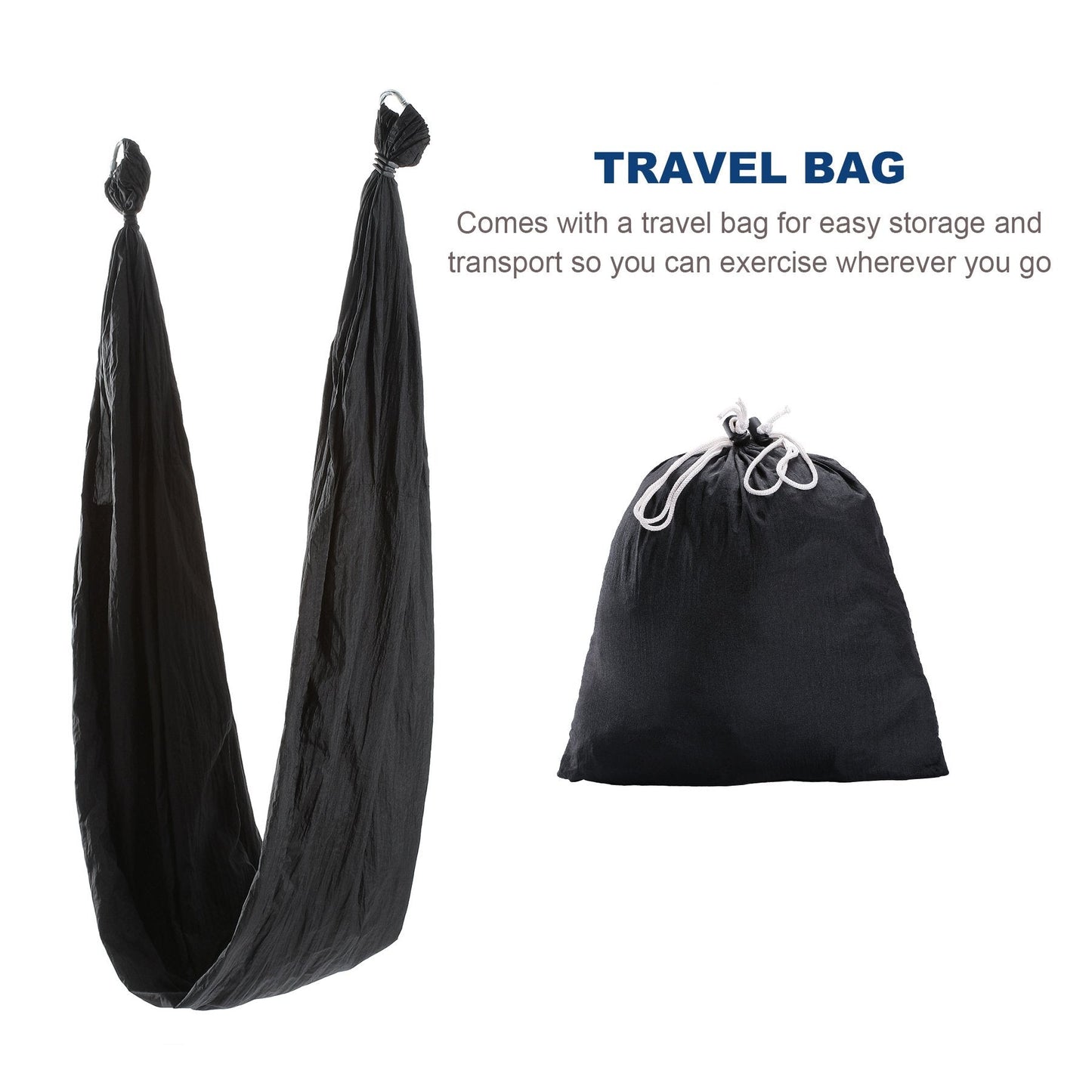 CO-Z Aerial Yoga Swing Hammock | Trapeze Set with Ceiling and Door Mounts, Hanging Straps, Hanging Kits | Silk Bodyfly Yoga Inversion Swing | Air Flying Swing for Aerial Exercise, Black