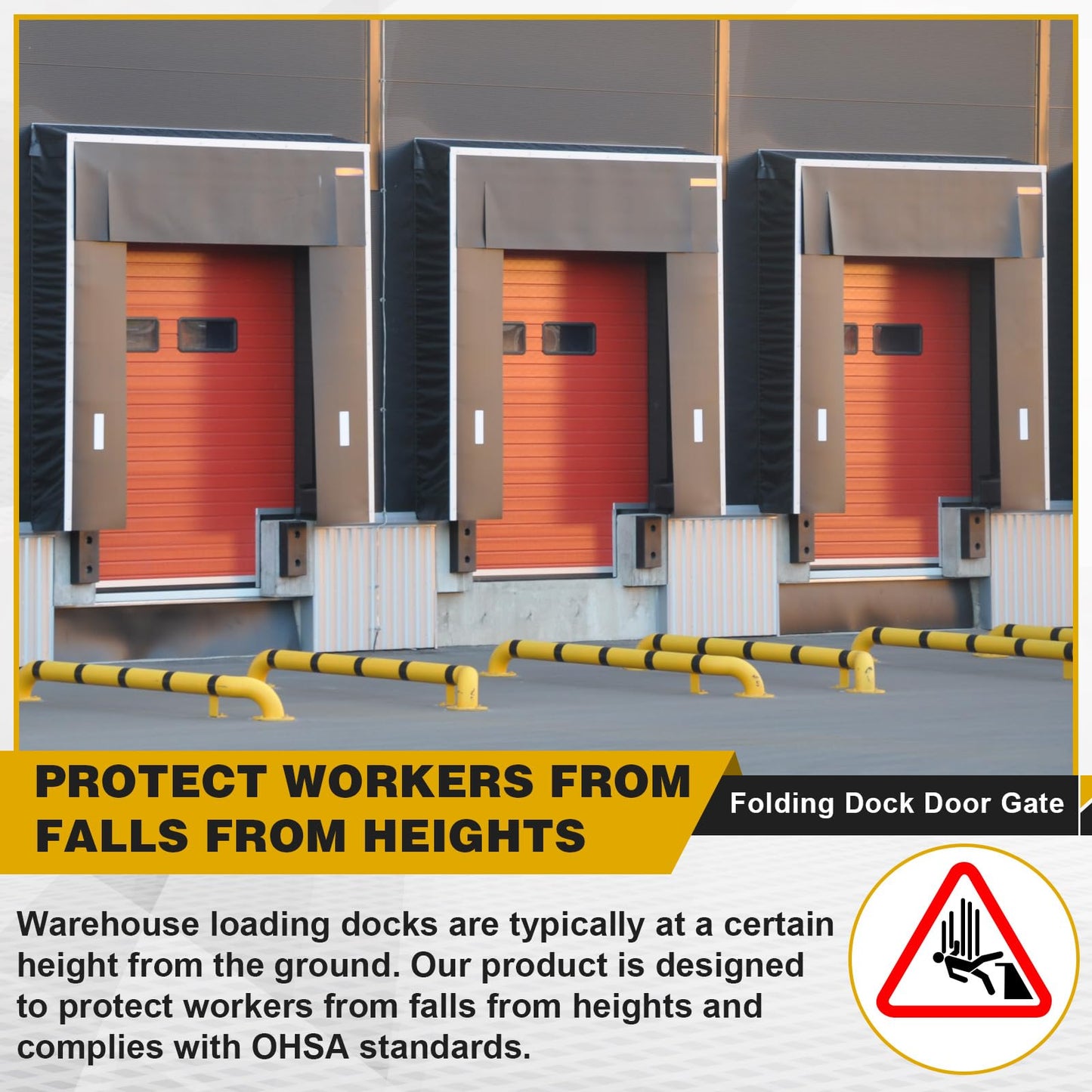 Wesiti Loading 8ft Folding Dock Double Safety Gate, Fall Hazard Protection for Warehouse Unloading Area Truck Dock Guardrail(8.42 x 3.5 ft)