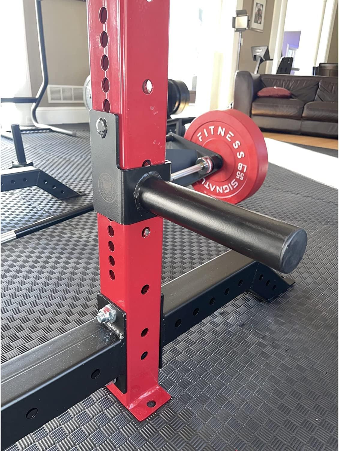 Signature Fitness Fitvids 3” x 3” Power Cage Squat Rack Accessories – Weight Plate Holders – Plate Holders, Pair – Black
