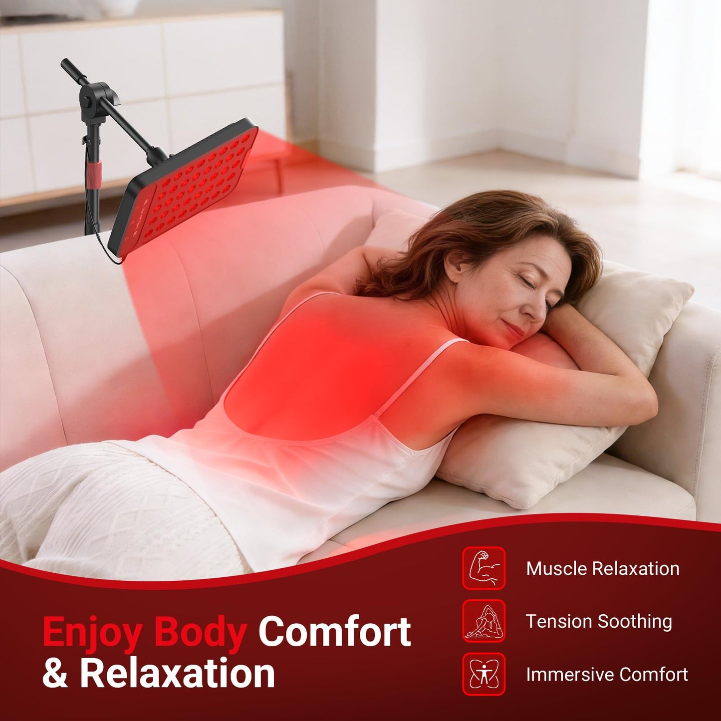 Comfytemp 55W High-Output (3X Intensity) Red Light Therapy for Face & Body, 143mW/cm² at 6 in Near Infrared Light Lamp, 660nm & 850nm LED Light Panel with Stand Home Use, Gifts for Women Men Mom Dad