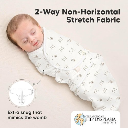 KeaBabies Organic Baby Swaddle Sleep Sacks - Soft & Snug 3-Pack for Newborns 0-3 Months | Bumble Bear, XS