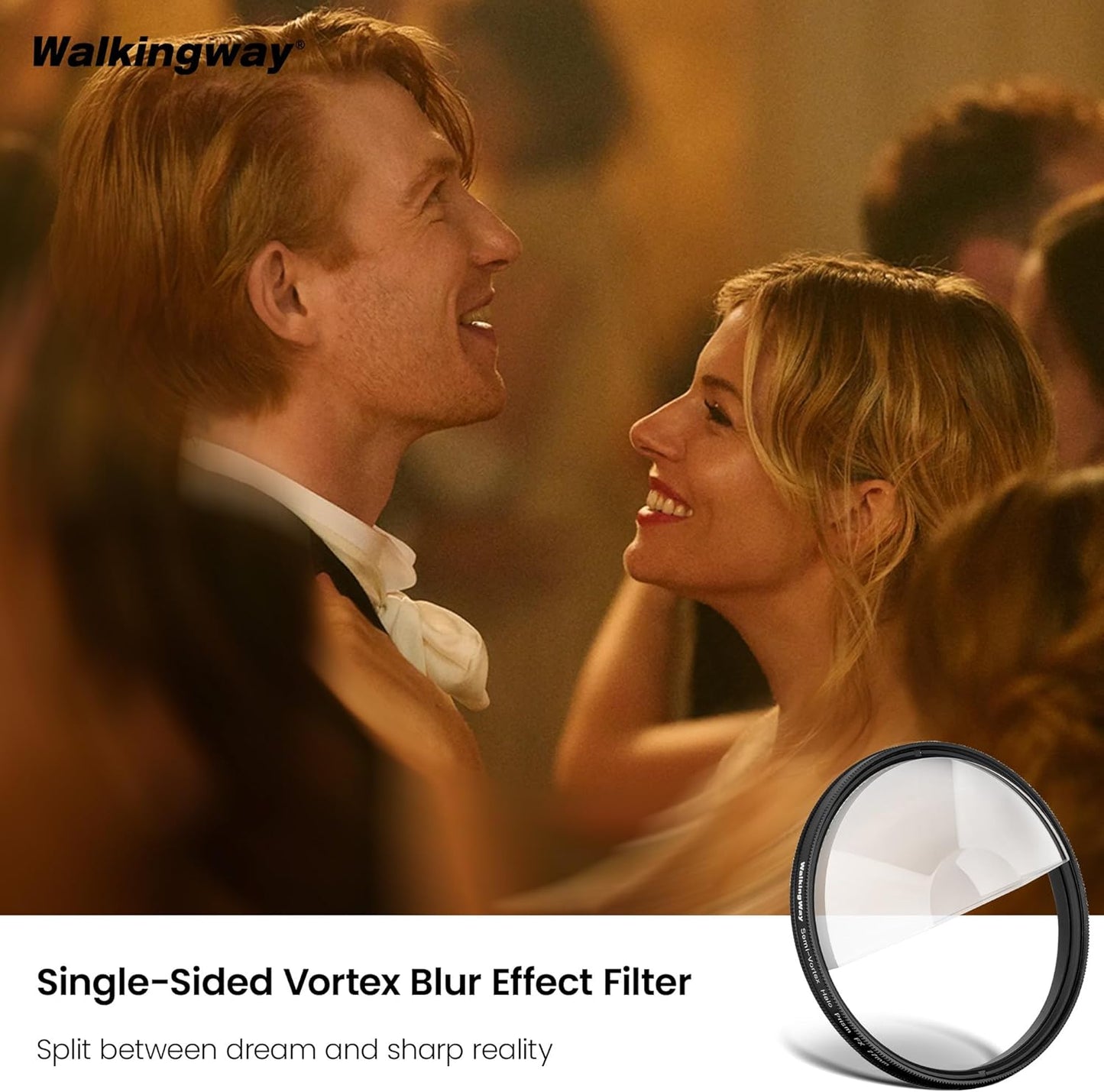 Walking Way 82mm Split Halo FX Prism Lens Filter, Rotating Half-Frame Blur & Halo Effect Filter for Portraits, Creative