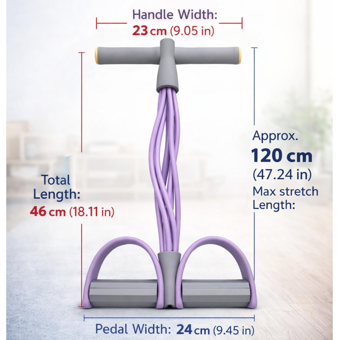 New 6-Tube Foot Pedal Puller Resistance Bands with Handle, Multifunction Tension Rope, Elastic Yoga Pedal Puller for Home Fitness and Body Stretching (Light Purple & Gray)