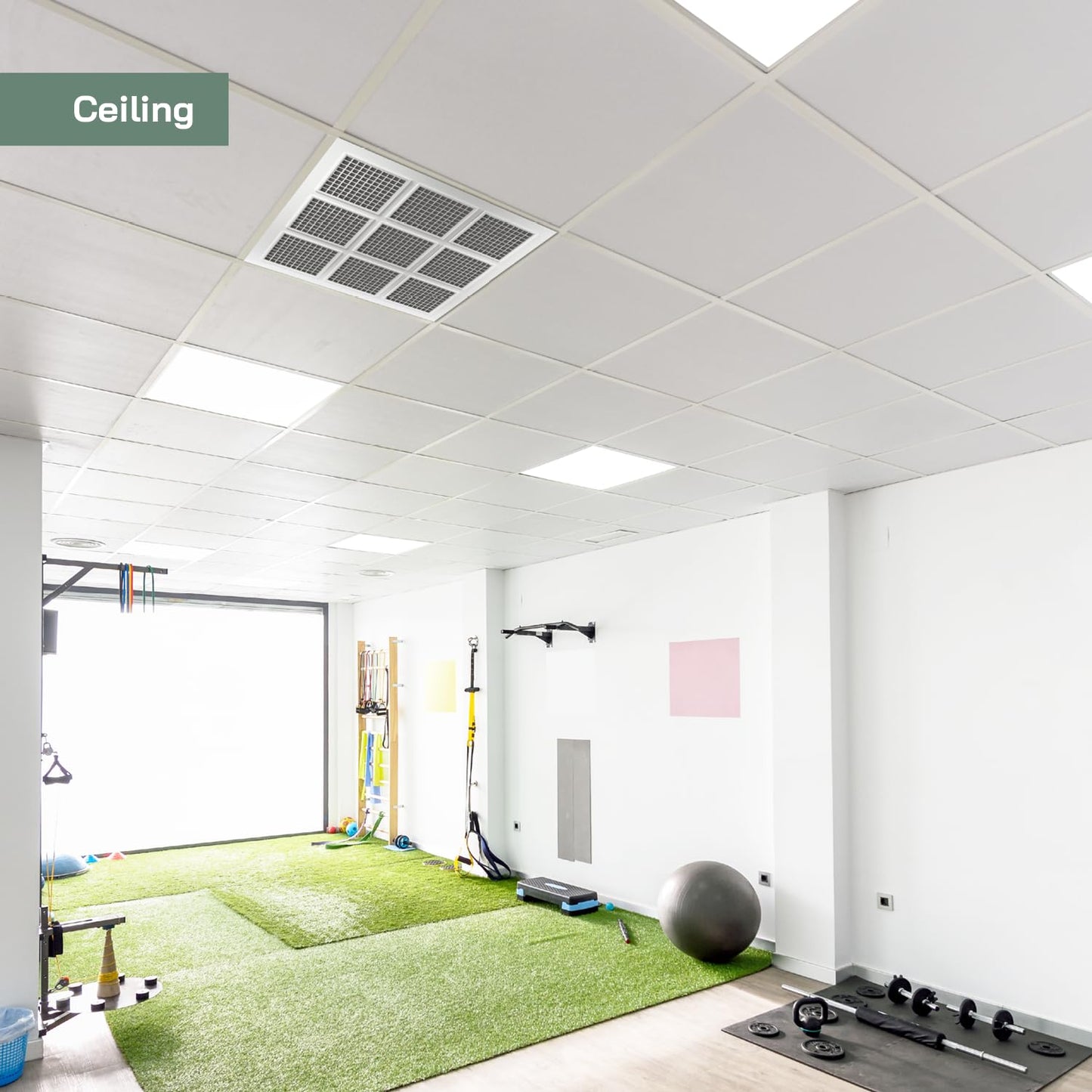 Vent Systems 2' x 2' ft Pack of 4 Plastic Suspended Ceiling Plate with Square Grid - 9 Piece Grid Register - Drop Ceiling Vent Cover - Increase Lightning - Reduce Dust Accumulation - 24" x 24" Grille